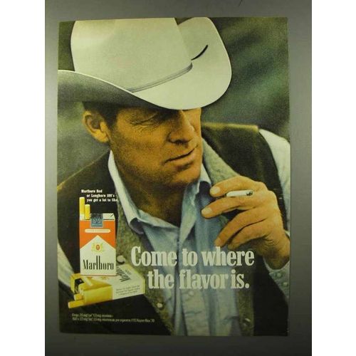 1971 Marlboro Cigarettes Ad - Marlboro Man, Cowboy - The Flavor