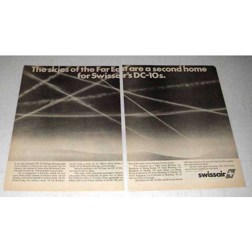 1980 SwissAir Airline Ad - Far East Home for DC-10s