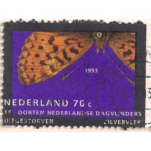 NETHERLANDS, BUTTERFLY, Silver Stain, purple 1993, 70c