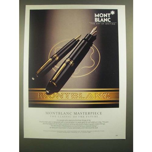 1988 Montblanc Masterpiece Pen Ad - The Classic of the Future