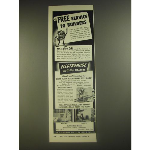 1958 Electromode Heaters Ad - Free service to builders