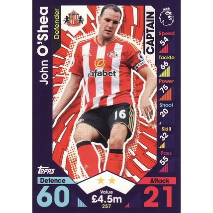 Match Attax 2016/2017 257 John O'Shea Sunderland