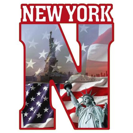 New York City with American Flag Capitol N Fridge Magnet