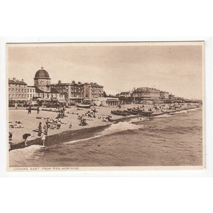 Looking East from the Pier Worthing Postcard West Sussex W48