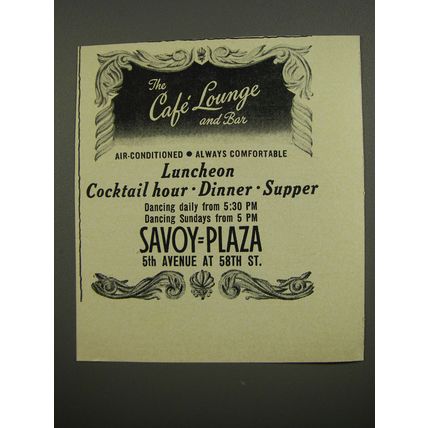 1953 Savoy Plaza Caf Lounge and Bar Advertisement