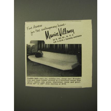 1954 Maurice Villency Cuddle Sofa Ad - Fine designs for the contemporary home