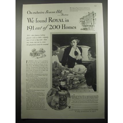 1933 Royal Baking Powder Ad - On exclusive Beacon Hill Boston