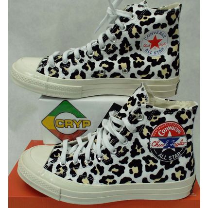New Mens 8 Converse CHuck 70 Hi Leopard Chetah White Shoes MSRP$85 166748C
