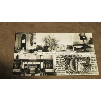Real photographic Postcard - St Helens Church, Ranworth scenes - Norfolk