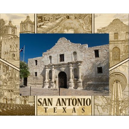 San Antonio Texas Laser Engraved Wood Picture Frame Landscape (4 x 6)