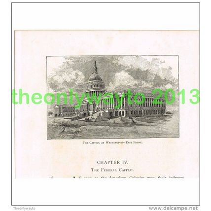 CAPITOL AT WASHINGTON, EAST FRONT, USA, BOOK ILLUSTRATION (PRINT) 1891