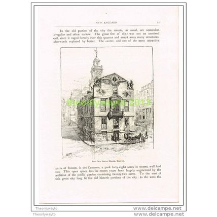 OLD STATE HOUSE, BOSTON, MASS, USA, BOOK ILLUSTRATION (PRINT) 1891