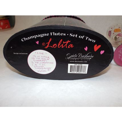 Mint Condition Lolita Hand Painted Champagne Flutes " Love " Set of Two