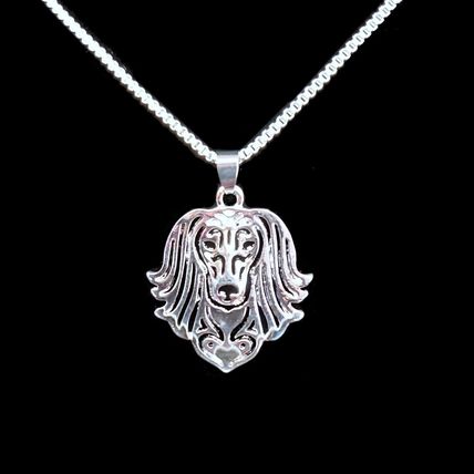 Long Coat Long Haired Dog Head Pendant Necklace Gift idea