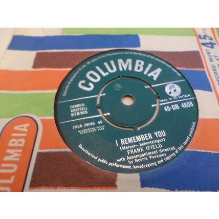 Frank Ifield - 3 x 7" Vinyl Singles - I remember you - Confessin' - Lovesick Blu