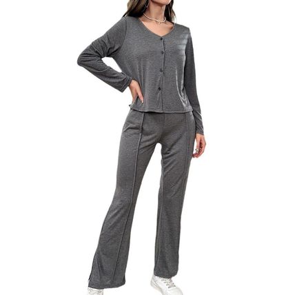 shirts, slit pants, home clothing Women's pajamas, cardigans, long sleeved