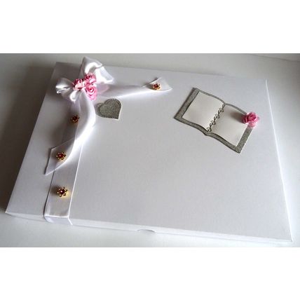 STUNNING HAND MADE BOOK DESIGN WEDDING CARD IN DECORATED KEEPSAKE GIFT BOX A4/C4