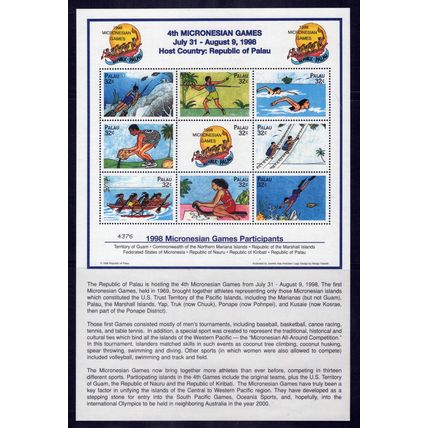 Palau 465 MNH Sports Games Spear Fishing Swimming Canoeing ZAYIX 1223L0003A