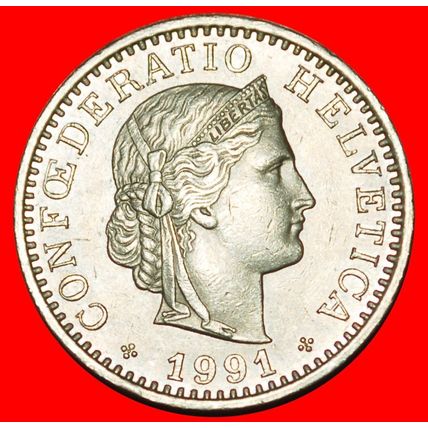 Ⰶ LIBERTY (1881-2025): SWITZERLAND★20 RAPPEN 1991B DIES 2+B★LOW START★NO RESERVE