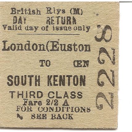 B.R. Edmondson Ticket - London Euston to South Kenton