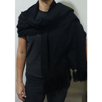 Elegant-Ultra-Soft-Lightweight **BLACK-BLACK** Traditional Rebozo Shawl Mexico
