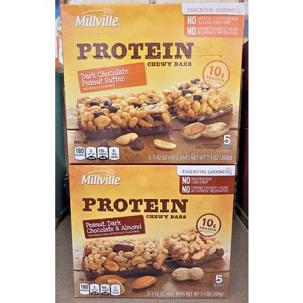 Millville Protein Chewy Bars Dark Chocolate Peanut Butter & Almonds Bundle 7.1oz