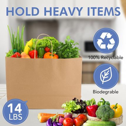 XPCARE 200Pack Large Paper Gift Bags with Handles Bulk,16X6X12 Inch Kraft Bag Pa
