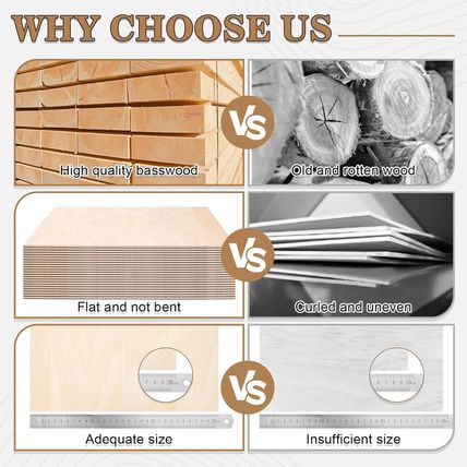 50 Pack Basswood Sheets for Crafts,12"X12"X1/8" 3Mm Thick Plywood Sheets with Sm