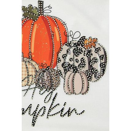 Beige Rhinestone Pumpkin Graphic Crewneck Thanksgiving Sweatshirt