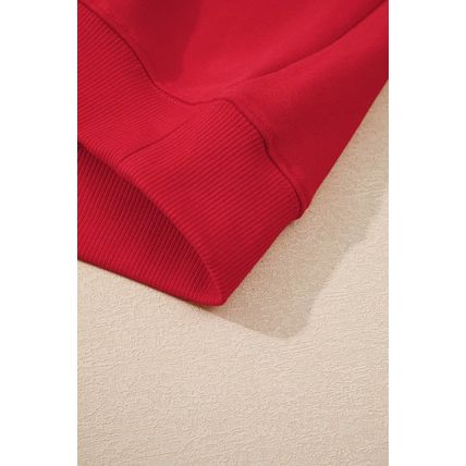 Racing Red Solid Crew Neck Drop Shoulder Plus Size Sweatshirt