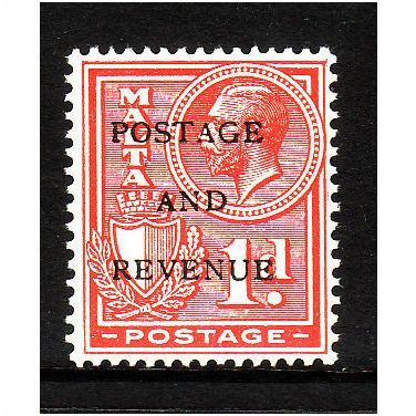 MALTA 1928 SG 176 1d ROSE RED M MINT #3