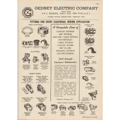 gedney electric company 1948 conduit fittings bodies vintage catalog