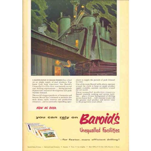 baroid 1953 national lead company emulsion mud drilling oil vintage ad