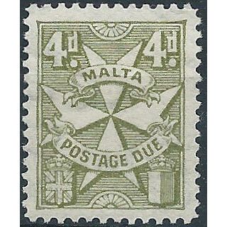 Malta 1925 D17 4d Olive-Green Postage Due Mounted Mint..