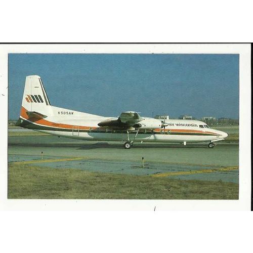 Aviation AIR WISCONSON FOKKER F27-500 Postcard by AeroGem (0602)