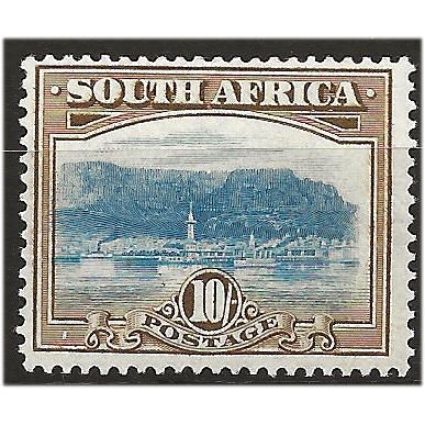 South Africa 1927 SG39 10/- Bright Blue & Brown Mounted Mint ENGLISH . ..