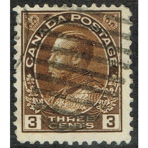 Canada 1911 3c Deep Brown SG205 GU
