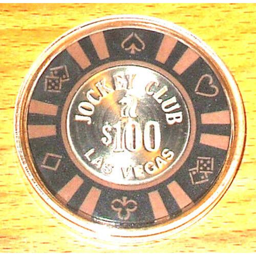 Jockey Club $100. Casino Chip - 1983 - Bud Jones - Las Vegas, Nevada