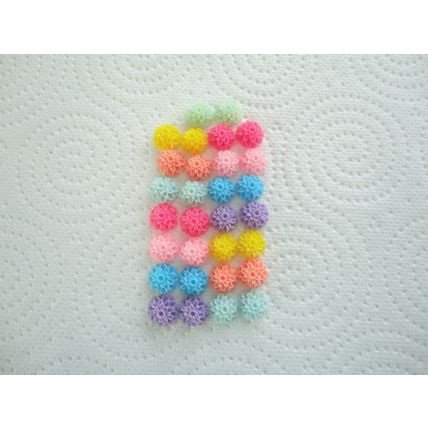 30 12mm Cabochons. Dahlia Flower Resin.