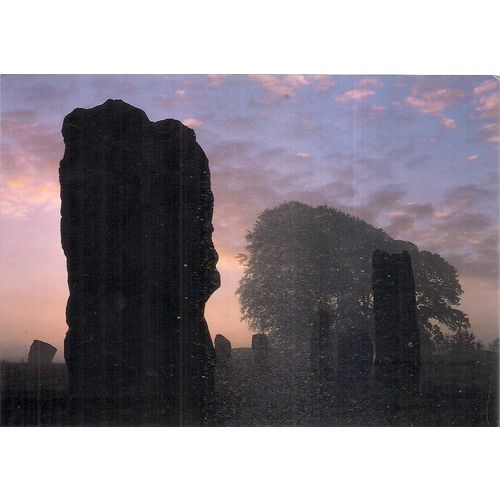 AVEBURY STONE CIRCLE unused postcard vgc Autumn sunrise =