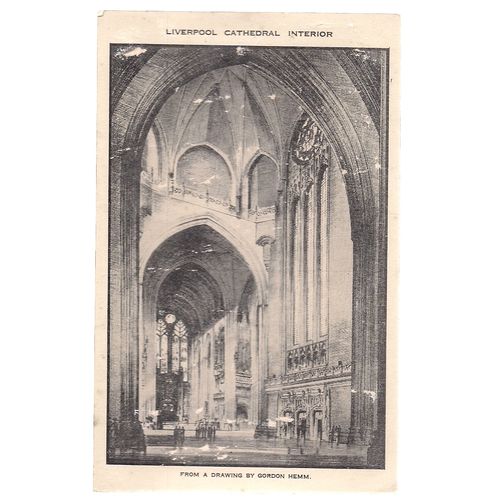LIVERPOOL CATHEDRAL INTERIOR, unused vintage postcard =