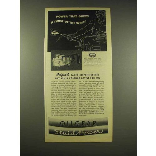 1944 Oilgear Pump Ad - Power Obeys Twist of the Wrist