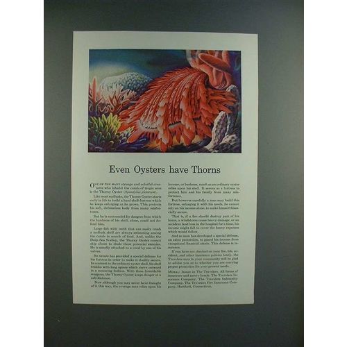1944 Travelers Insurance Ad w/ Thorny Oyster