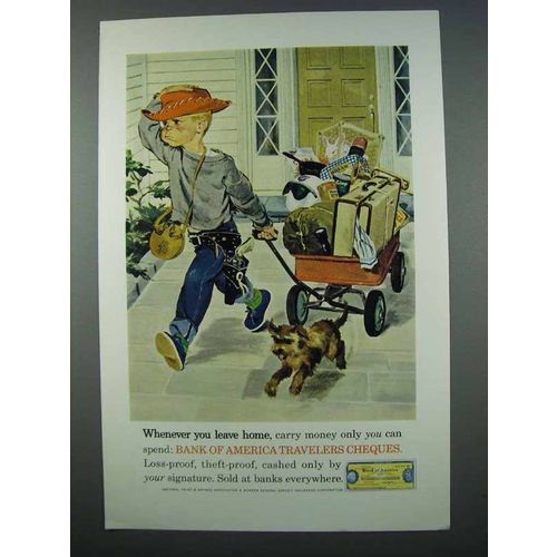 1962 Bank of America Travelers Cheques Ad - Leave Home