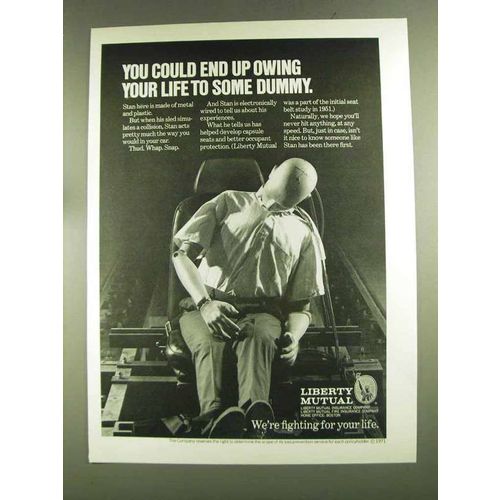 1972 Liberty Mutual Ad - Owing Life To Some Dummy