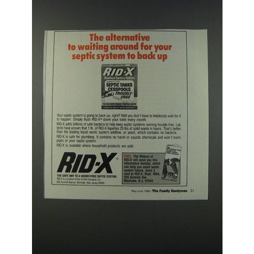 1986 Rid-X Septic Treatment Ad - The alternative to waiting around
