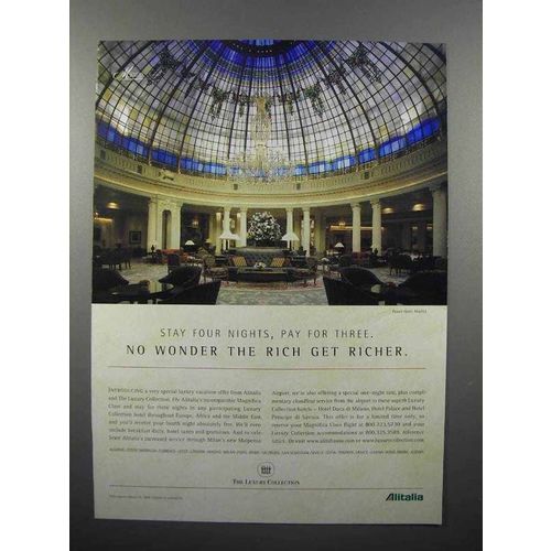 1999 Alitalia Airline Ad - Stay Four Nights, Pay Three