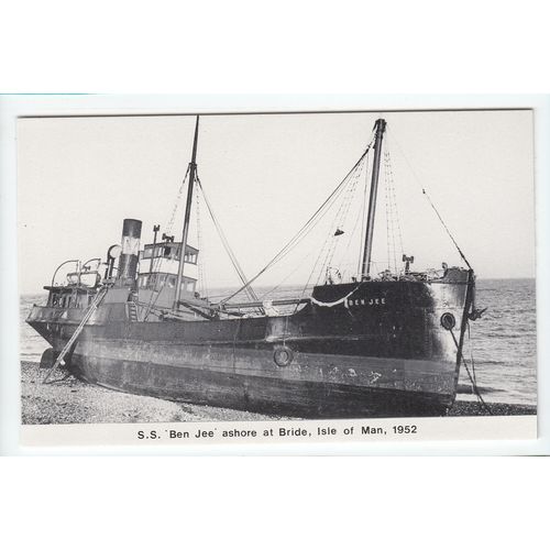 SS Ben Jee Ashore at Bride Isle of Man Reproduction Postcard 660X