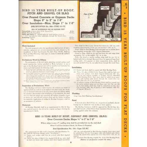 bird son inc 1938 neponset built-up roofing flashings vintage catalog