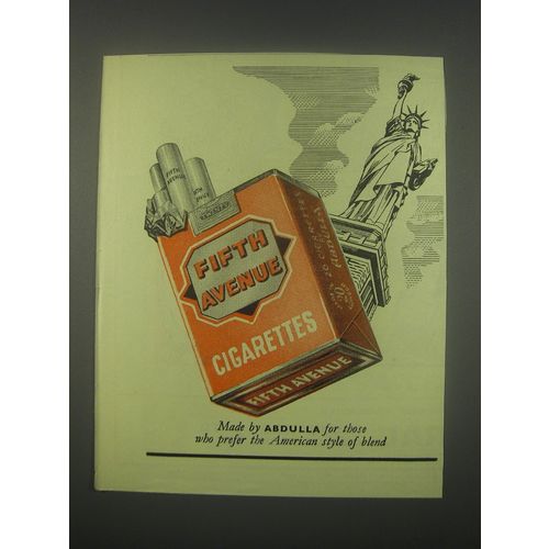 1949 Abdulla Fifth Avenue Cigarettes Ad - Statue of Liberty